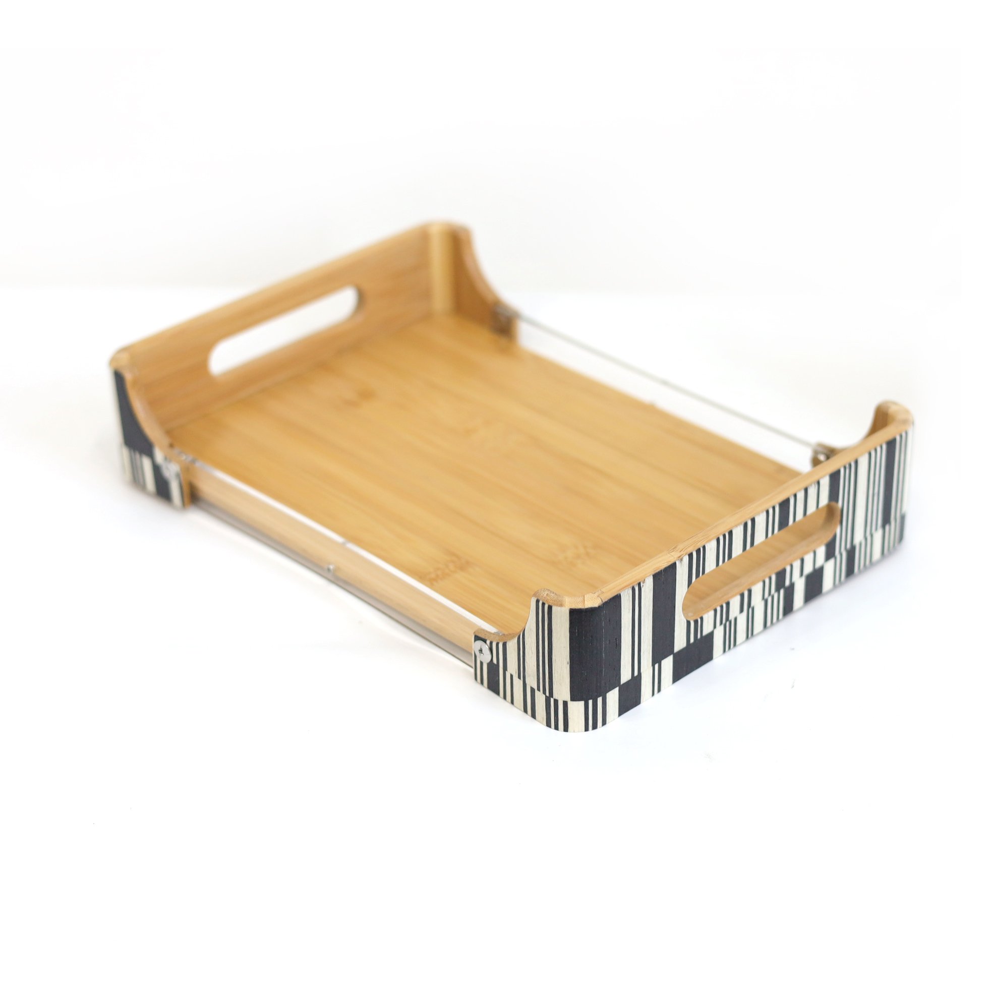 New Style Personalized Black&Green&Brown Stripe Kitchen Living Room Bamboo Wood Storage Box Tray Wooden Organizer Box