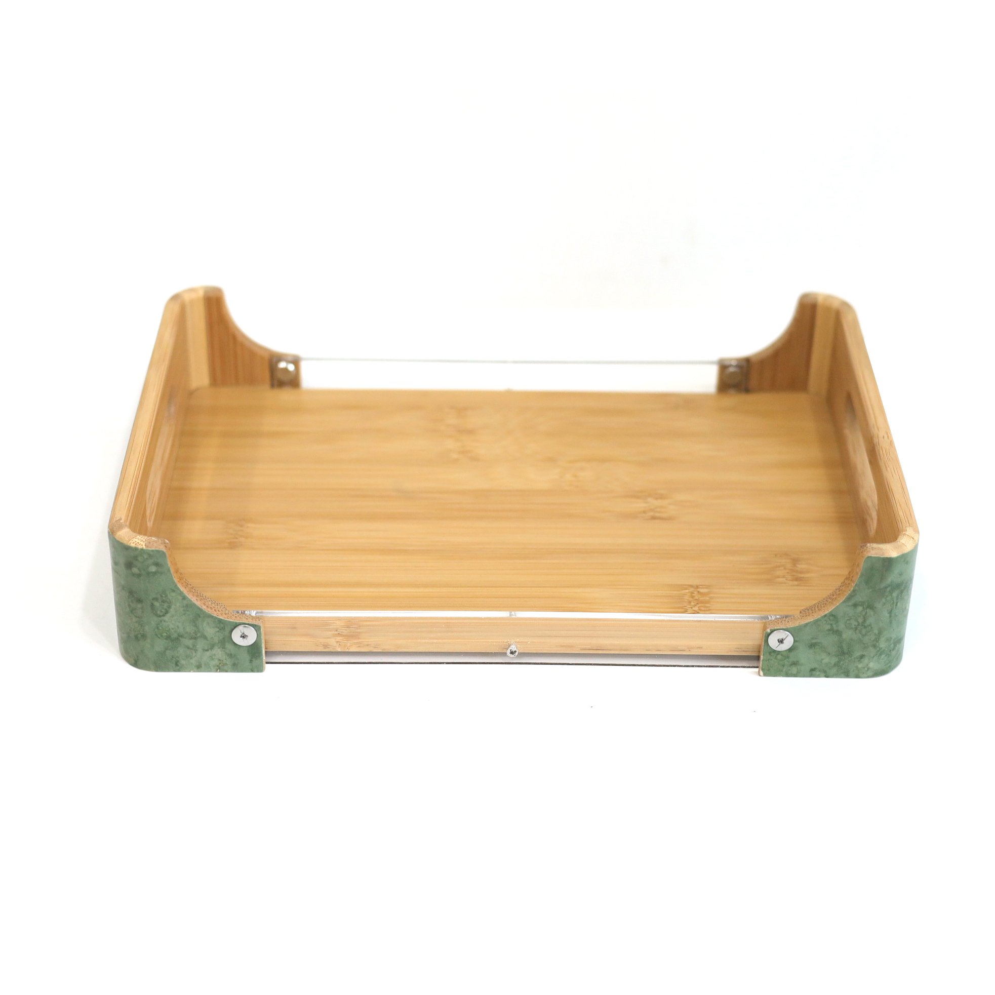 New Style Personalized Black&Green&Brown Stripe Kitchen Living Room Bamboo Wood Storage Box Tray Wooden Organizer Box