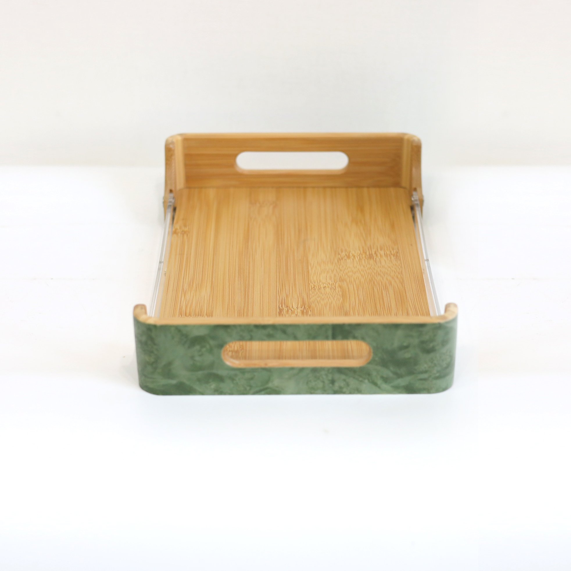 New Style Personalized Black&Green&Brown Stripe Kitchen Living Room Bamboo Wood Storage Box Tray Wooden Organizer Box