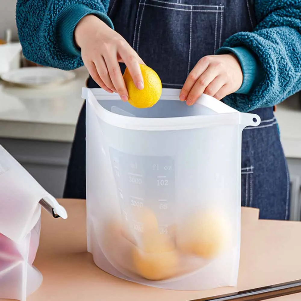 Extra Large Reusable Fresh clear ziplock Silicone Freezer Bag Food Storage and Container for Efficient food packaging