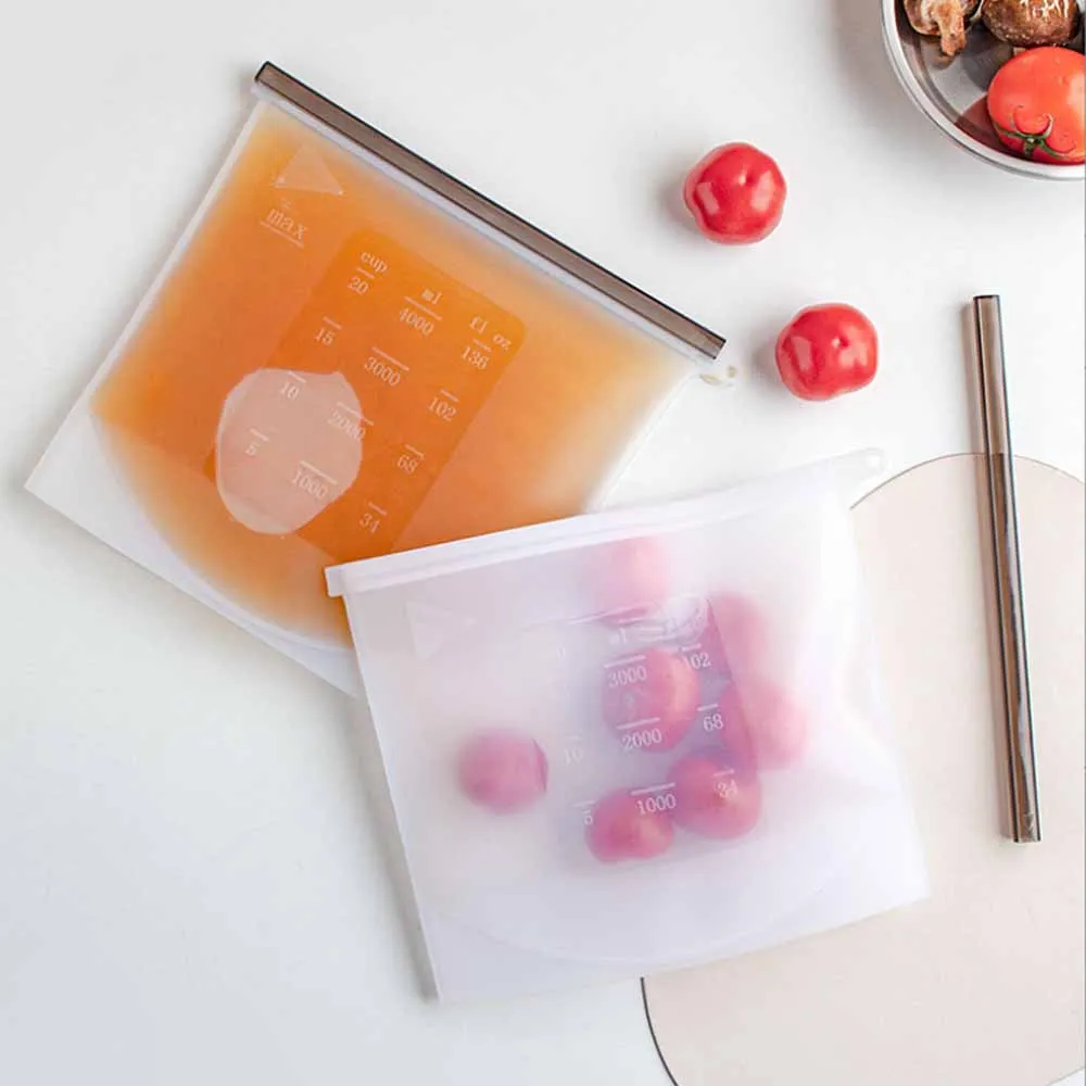 Extra Large Reusable Fresh clear ziplock Silicone Freezer Bag Food Storage and Container for Efficient food packaging