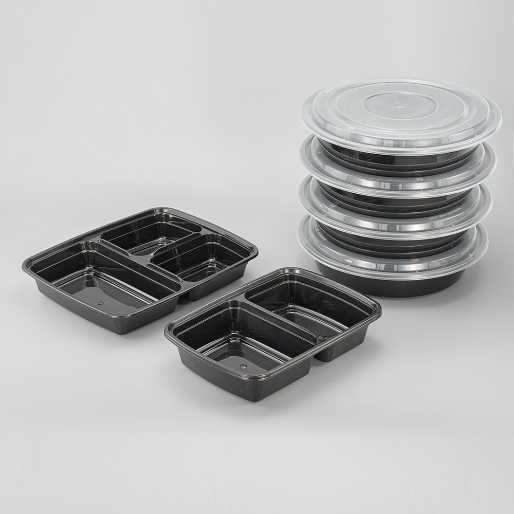 Wholesale 1 2 3 compartment plastic bento box disposable takeaway meal prep containers set plastic food storage