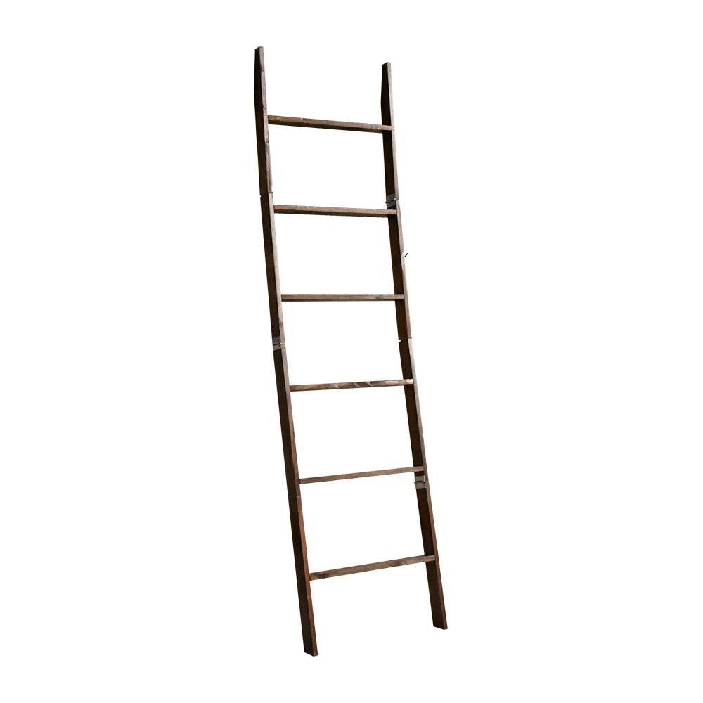 5-Tier Feet Bamboo Sturdy Decorative Ladder Natural Multifunction Wall Shelf Storage Rack Solid Wooden Blanket Rack for Bathroom