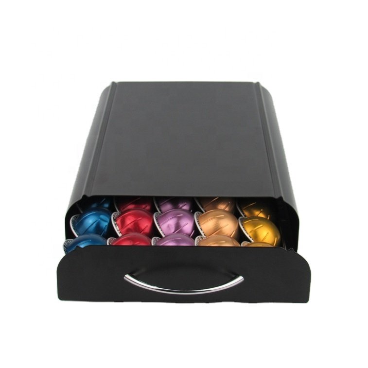 Durable Metal Multi-Function Iron Capsule Holder Nespresso Dolce Gusto Kitchen Coffee Pod Storage Drawer Folding Box Design