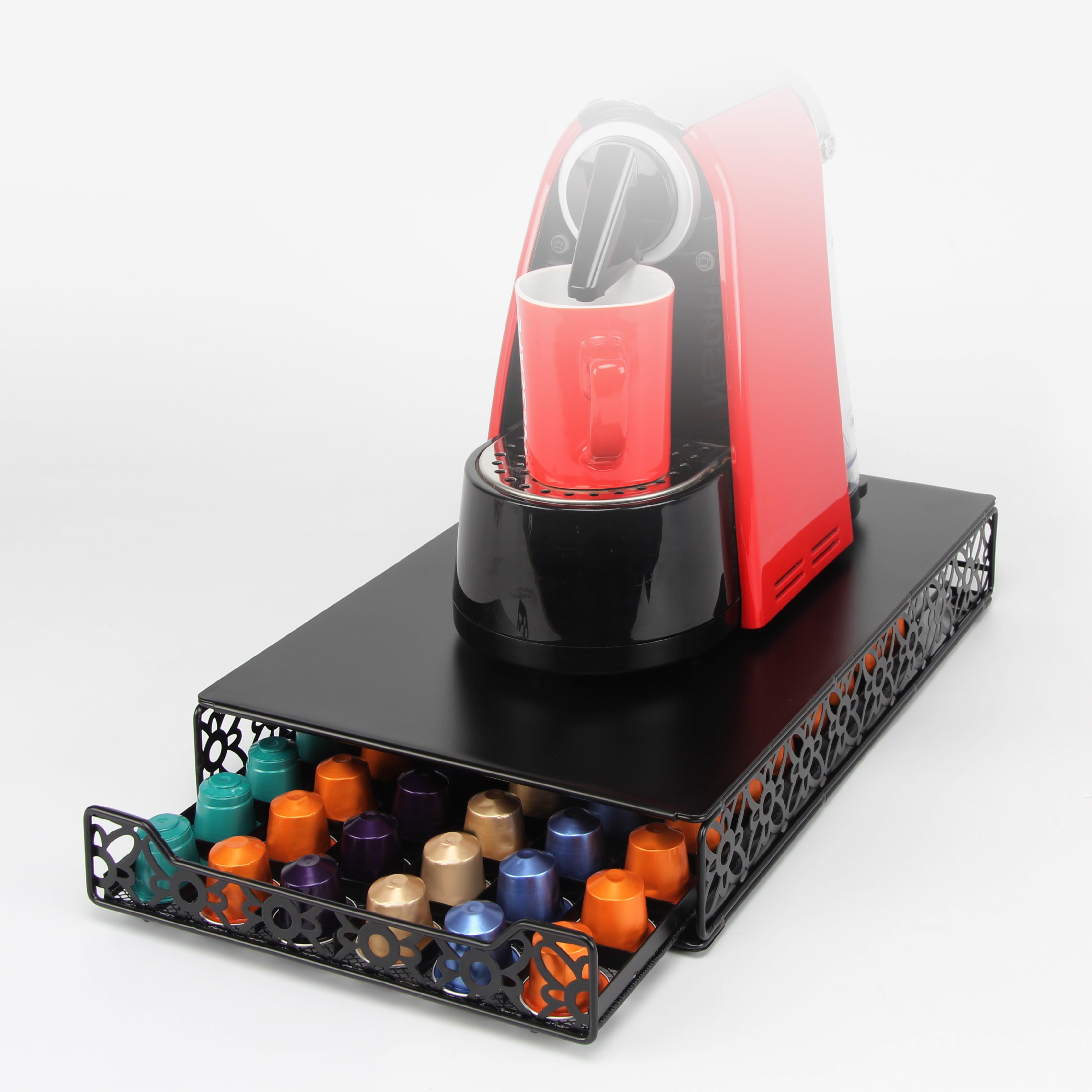 Durable Metal Multi-Function Iron Capsule Holder Nespresso Dolce Gusto Kitchen Coffee Pod Storage Drawer Folding Box Design