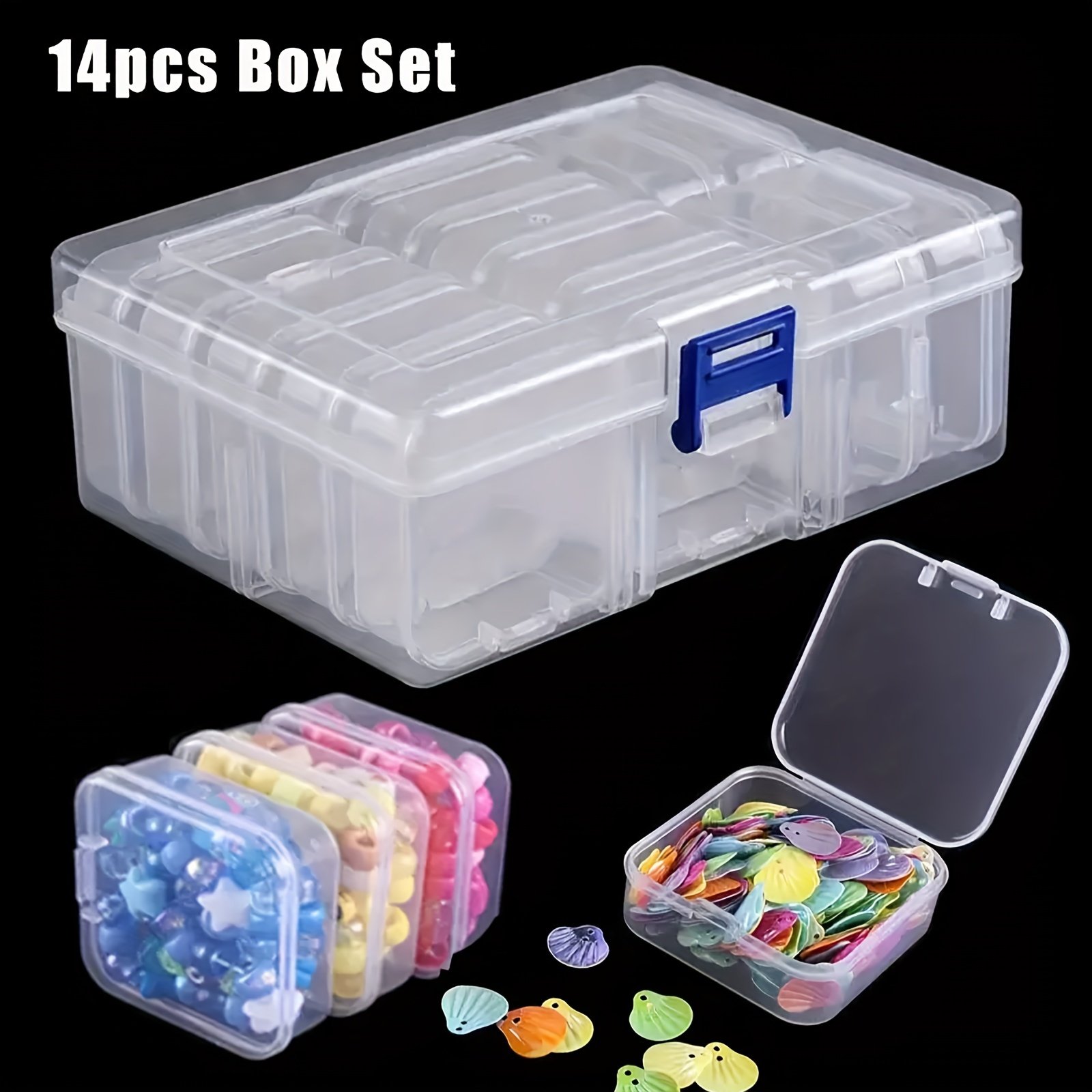 14 Grid Transparent Plastic Storage Box for Art Embroidery Beads Diamond Painting Modern Mini Sorting Jewelry Case