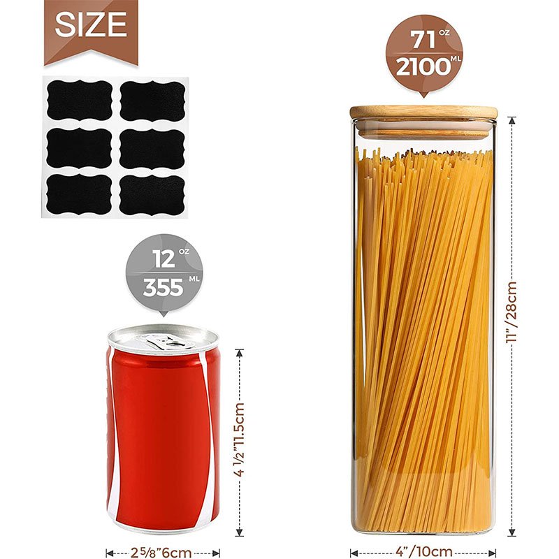 Kitchen Canisters Glass Food Storage Jars with Bamboo Wooden Lids For Sugar Candy Containers Set