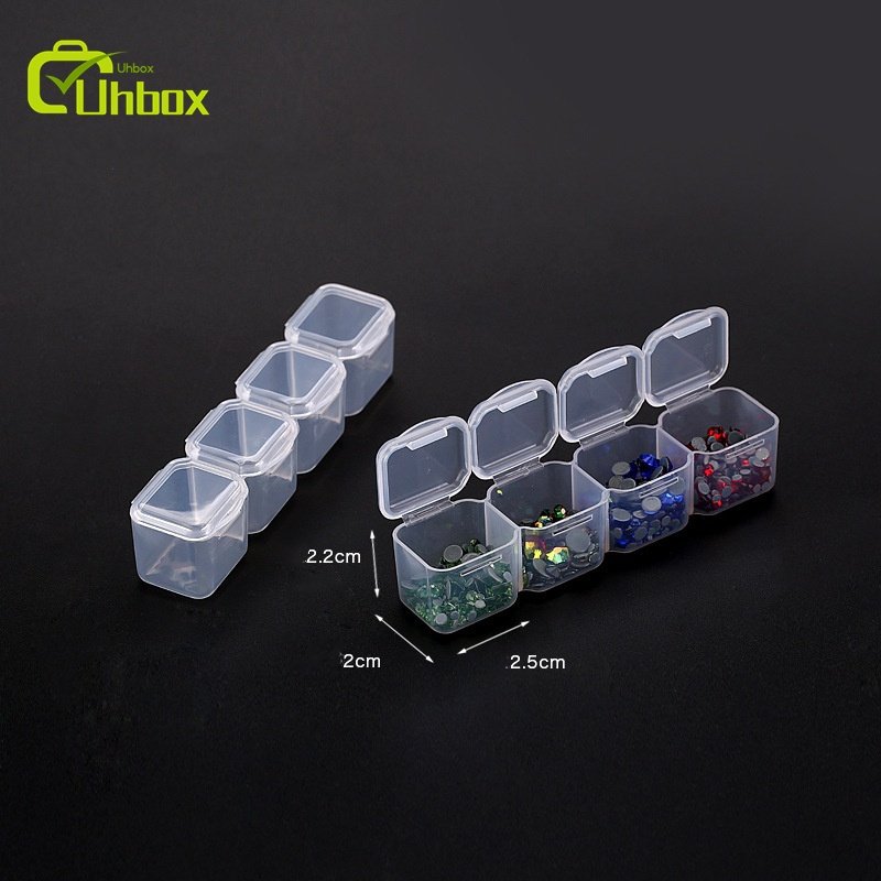 Adjustable Square Storage Box for Jewelry Craft Organizer & Nail Art Accessories Transparent Plastic Modern Multi Grids Design
