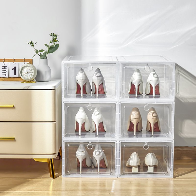 Transparent Plastic Sneaker Storage Boxes Acrylic Drop Front Magnetic Clear Shoe Box sneaker organizers
