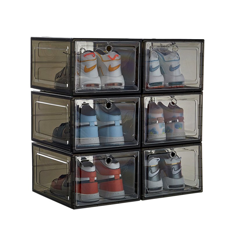 Transparent Plastic Sneaker Storage Boxes Acrylic Drop Front Magnetic Clear Shoe Box sneaker organizers