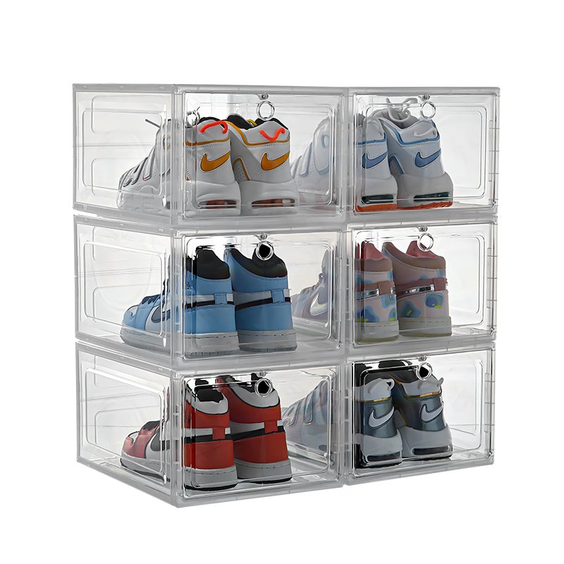 Transparent Plastic Sneaker Storage Boxes Acrylic Drop Front Magnetic Clear Shoe Box sneaker organizers