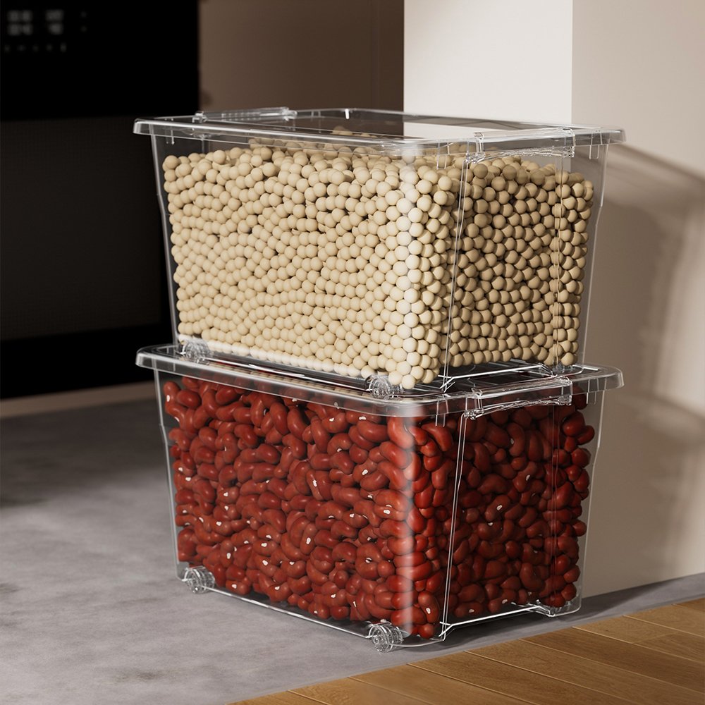 55 liters large home custom transparent plastic storage box with lid