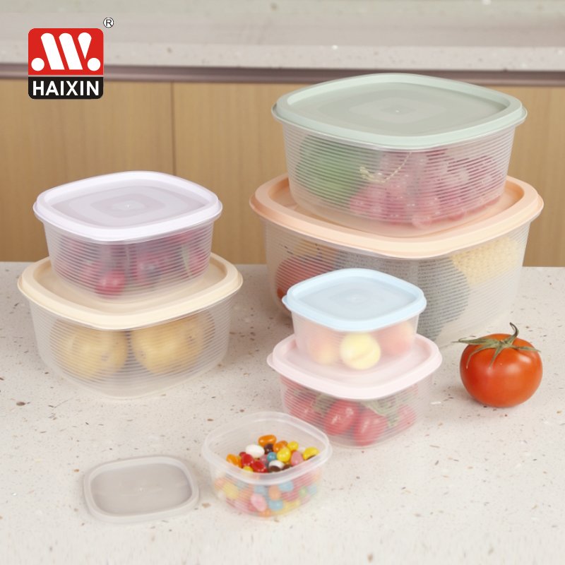 Kitchen hard plastic good quality fridge sealed stores crisper box leak proof clear vegetable food storage containers set