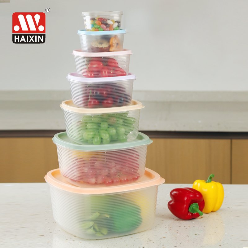 Kitchen hard plastic good quality fridge sealed stores crisper box leak proof clear vegetable food storage containers set