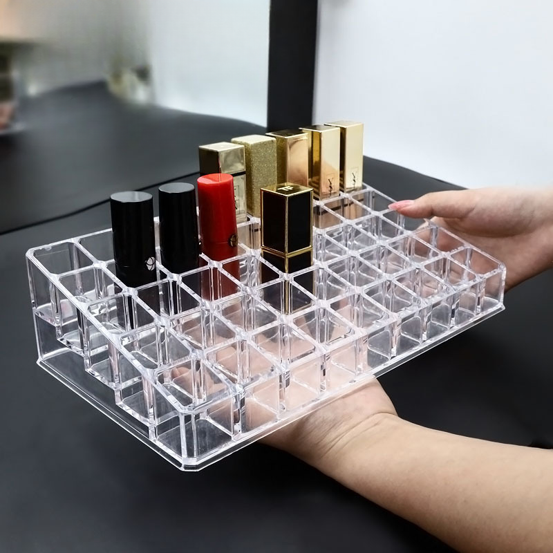 Nano-loaded Multi-cell Thick Lipstick Shelf Transparent Storage Box Lipstick Storage Shelf Desktop Display Shelf 45