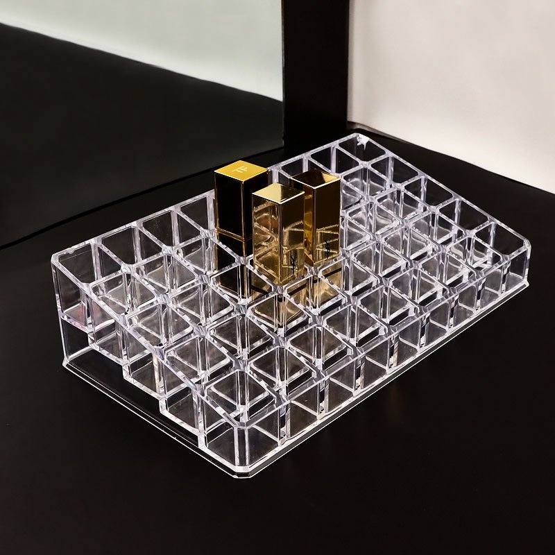 Nano-loaded Multi-cell Thick Lipstick Shelf Transparent Storage Box Lipstick Storage Shelf Desktop Display Shelf 45