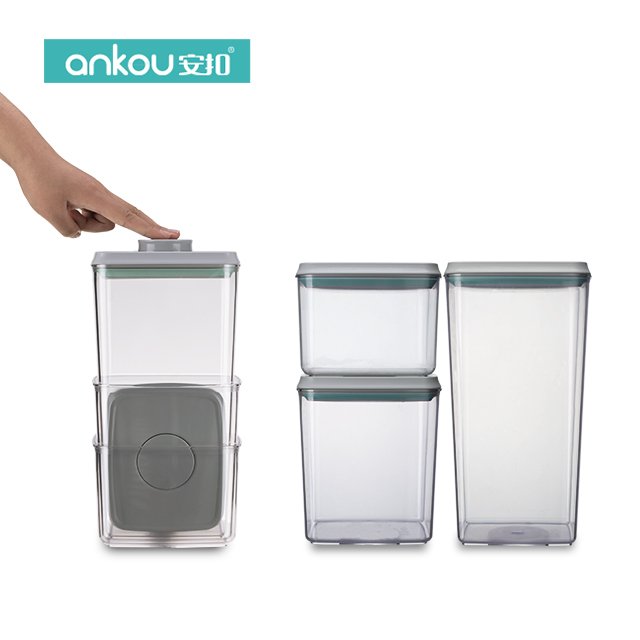 china wholesale plastic jar pantry cereal kitchen storage organizer One Touch Button Innovative airtight food storage container