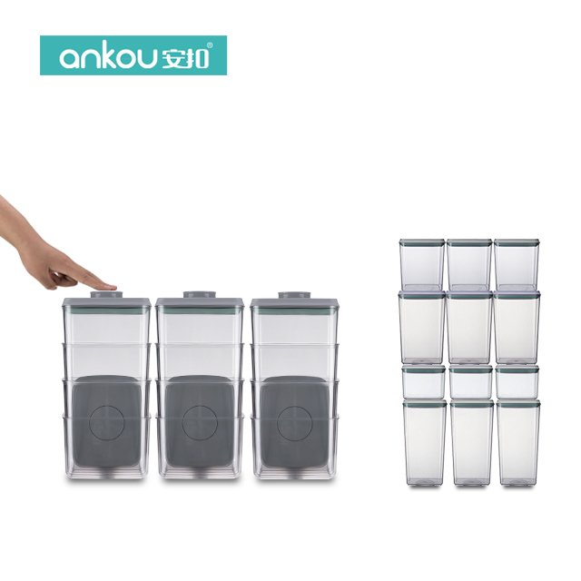 china wholesale plastic jar pantry cereal kitchen storage organizer One Touch Button Innovative airtight food storage container