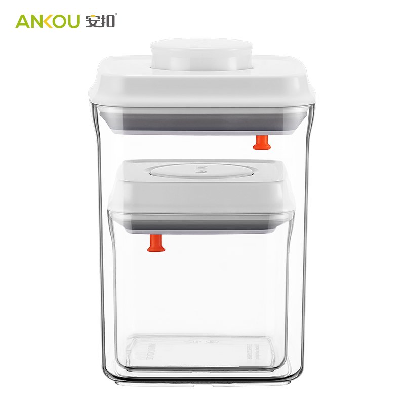 china wholesale plastic jar pantry cereal kitchen storage organizer One Touch Button Innovative airtight food storage container