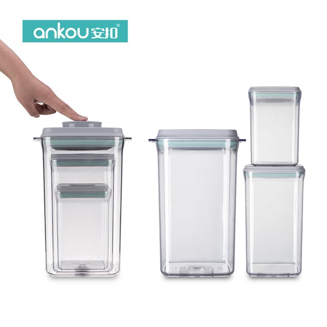 china wholesale plastic jar pantry cereal kitchen storage organizer One Touch Button Innovative airtight food storage container