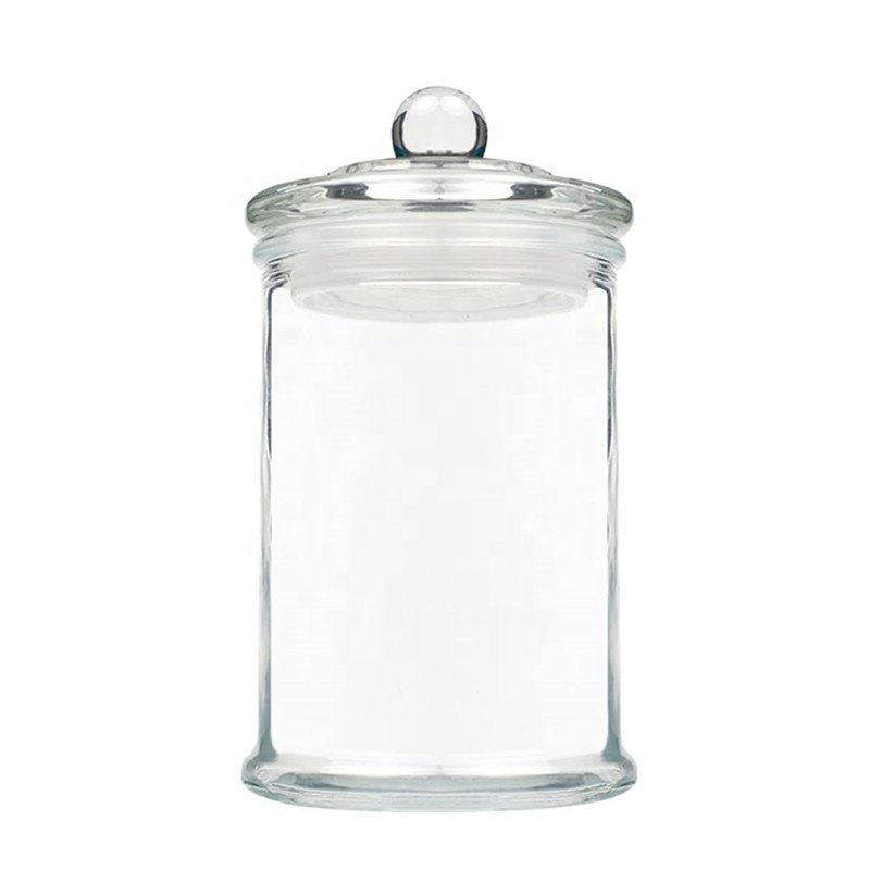Factory Custom Different Size Round Glass Storage Jars With Glass Lid