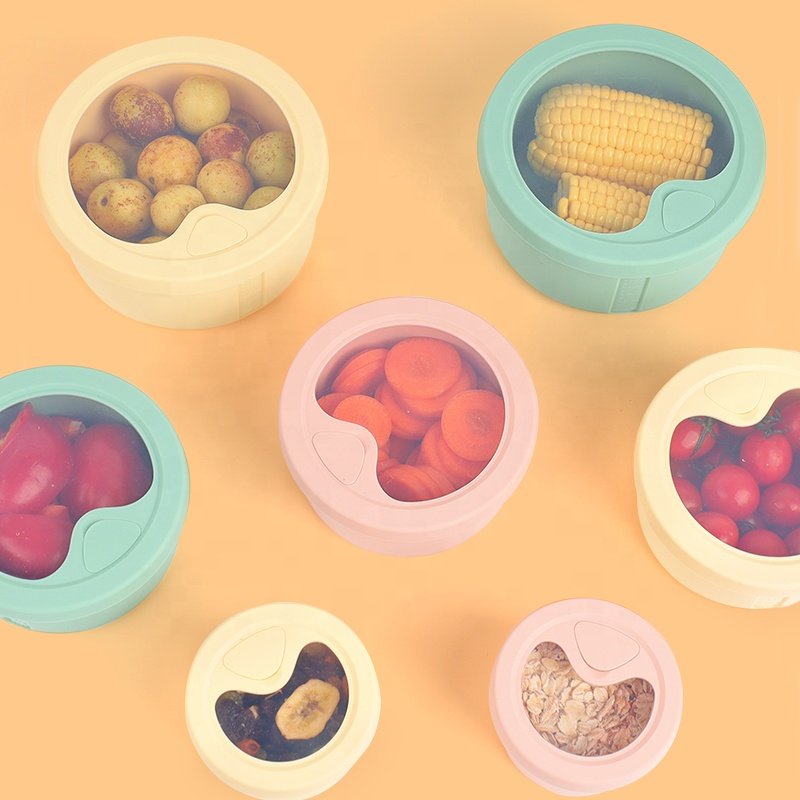 600ML400ML150ML Leakproof Bpa Free Eco Friendly Food Storage Container Salad Silicone Bento Lunch Box for Kids Adult Sets
