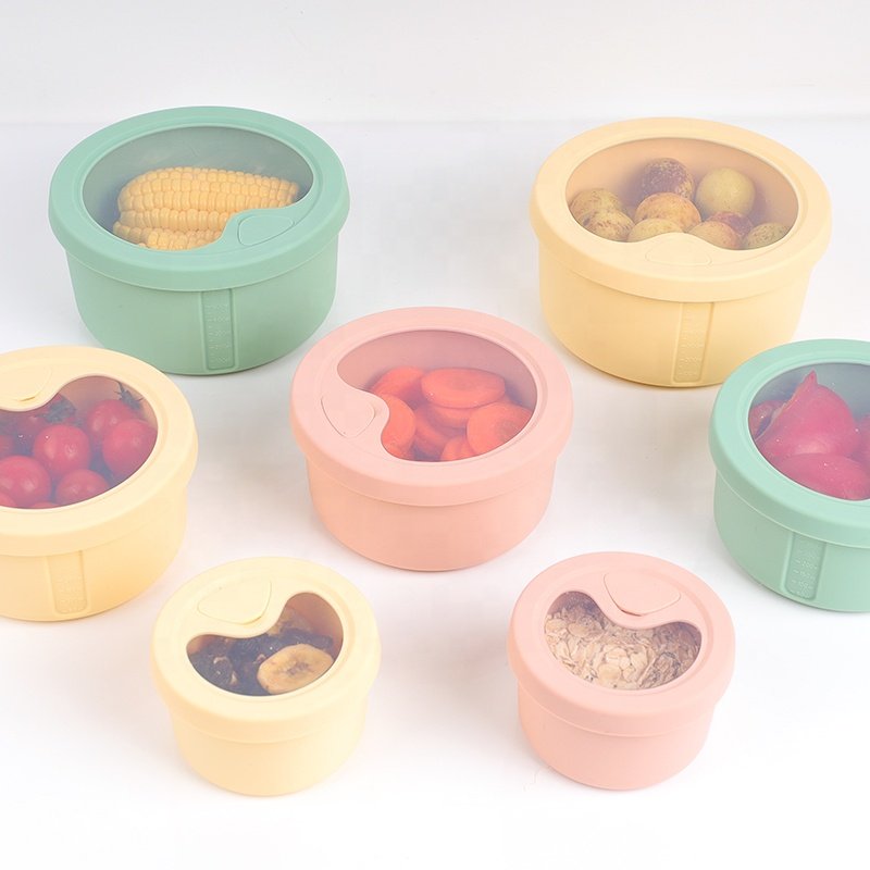 600ML400ML150ML Leakproof Bpa Free Eco Friendly Food Storage Container Salad Silicone Bento Lunch Box for Kids Adult Sets