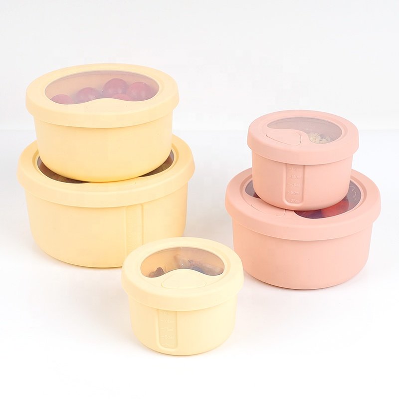 600ML400ML150ML Leakproof Bpa Free Eco Friendly Food Storage Container Salad Silicone Bento Lunch Box for Kids Adult Sets