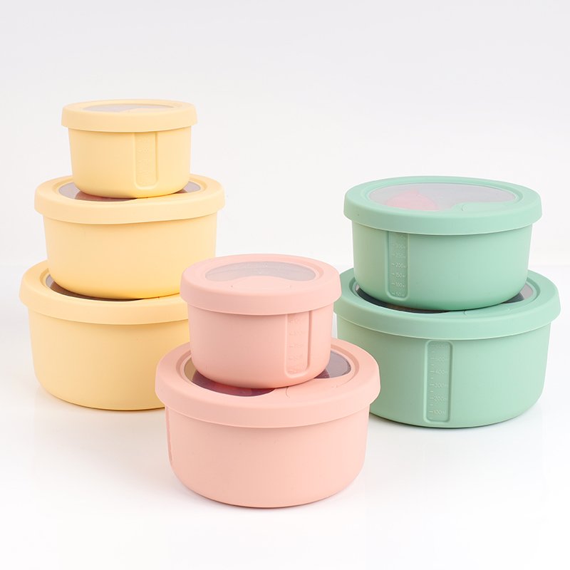600ML400ML150ML Leakproof Bpa Free Eco Friendly Food Storage Container Salad Silicone Bento Lunch Box for Kids Adult Sets
