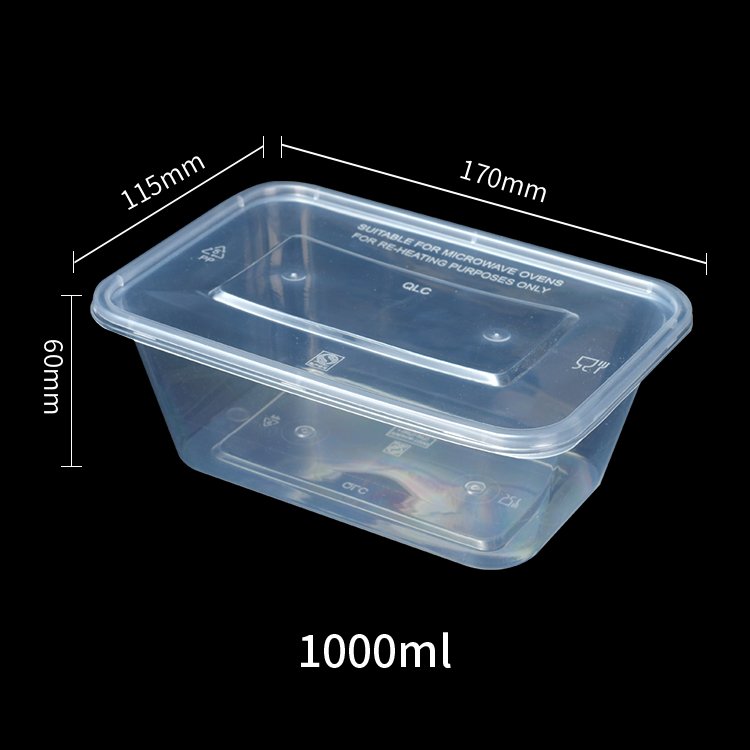 1000ml Disposable Plastic Food Containers for Traveling with Food