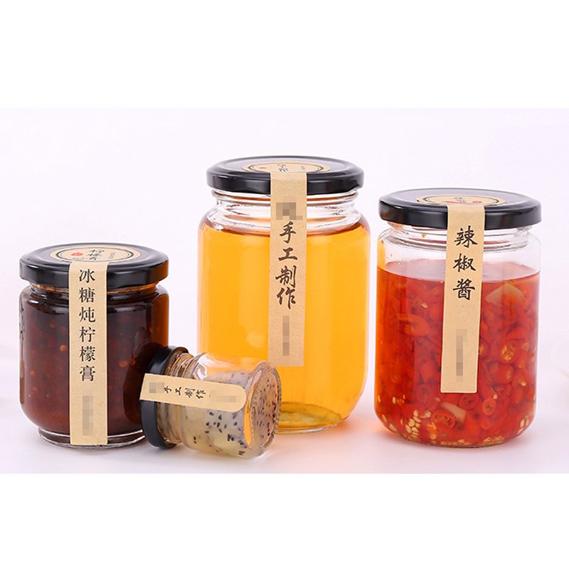 Hot Sale Clear Round Wide Mouth Glass Jar Canning Jars For Honey Jam Pickle Sauce With Metal Lid 250 Ml 500 Ml 8 Oz 16 Oz