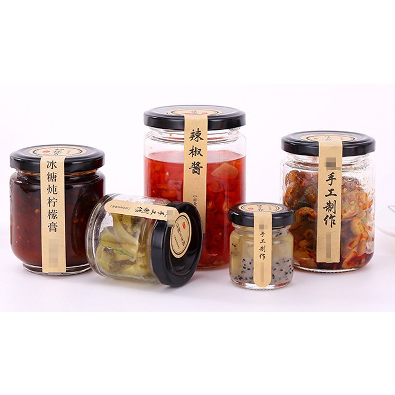 Hot Sale Clear Round Wide Mouth Glass Jar Canning Jars For Honey Jam Pickle Sauce With Metal Lid 250 Ml 500 Ml 8 Oz 16 Oz