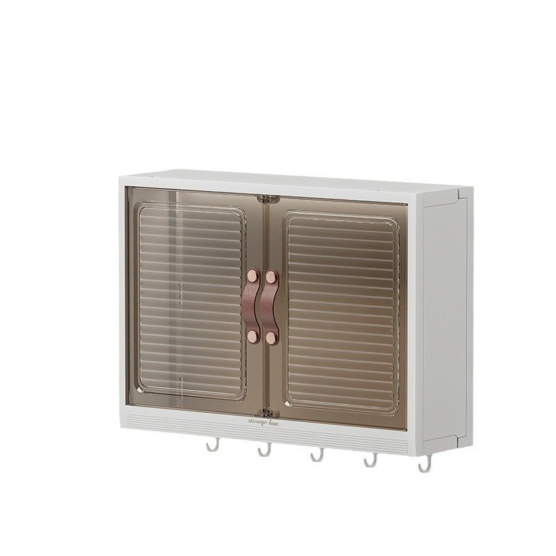 Wholesale Bathroom Wall-mounted Storage Box With Hooks Foldable Storage Cabinet For Cosmetic Clothes