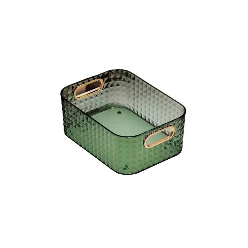 Makeup Storage Bin Open Compartment Clear Plastic Organize Desk Storage Box With Handle