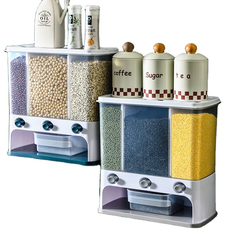 Best Seller Dry Food Storage Container With Lid High Clear Plastic rice Food Kitchen Division Pantry Tank