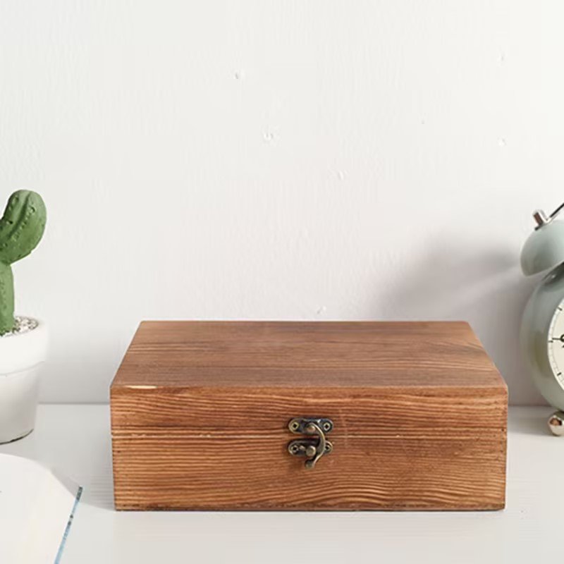 Custom Large Memory Wooden Laser-Engraved Gift Box with Lid Personalized Photo Keepsake Storage Blank Wood Box