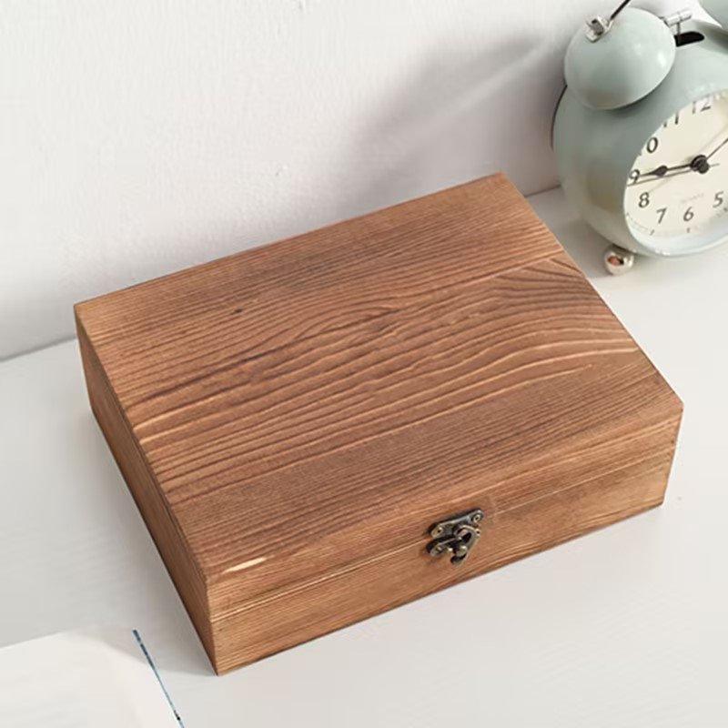 Custom Large Memory Wooden Laser-Engraved Gift Box with Lid Personalized Photo Keepsake Storage Blank Wood Box