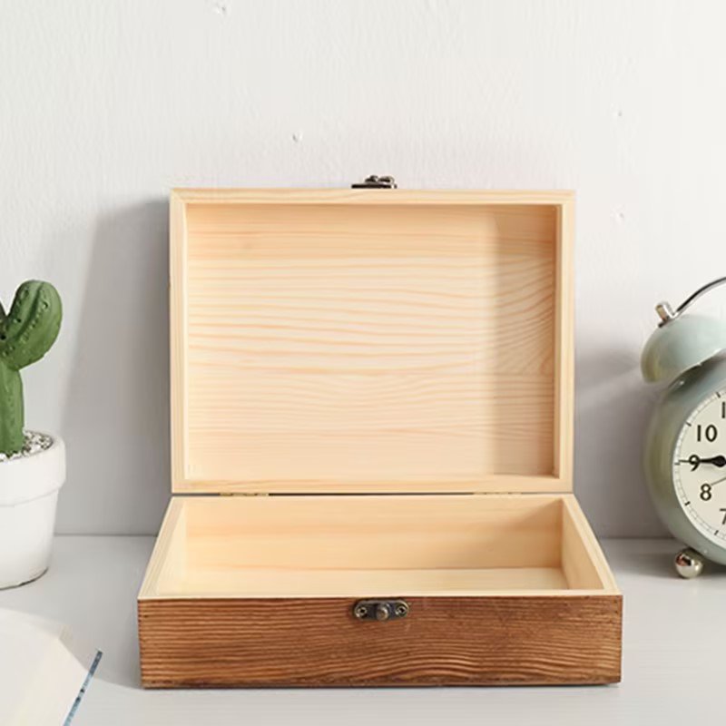 Custom Large Memory Wooden Laser-Engraved Gift Box with Lid Personalized Photo Keepsake Storage Blank Wood Box