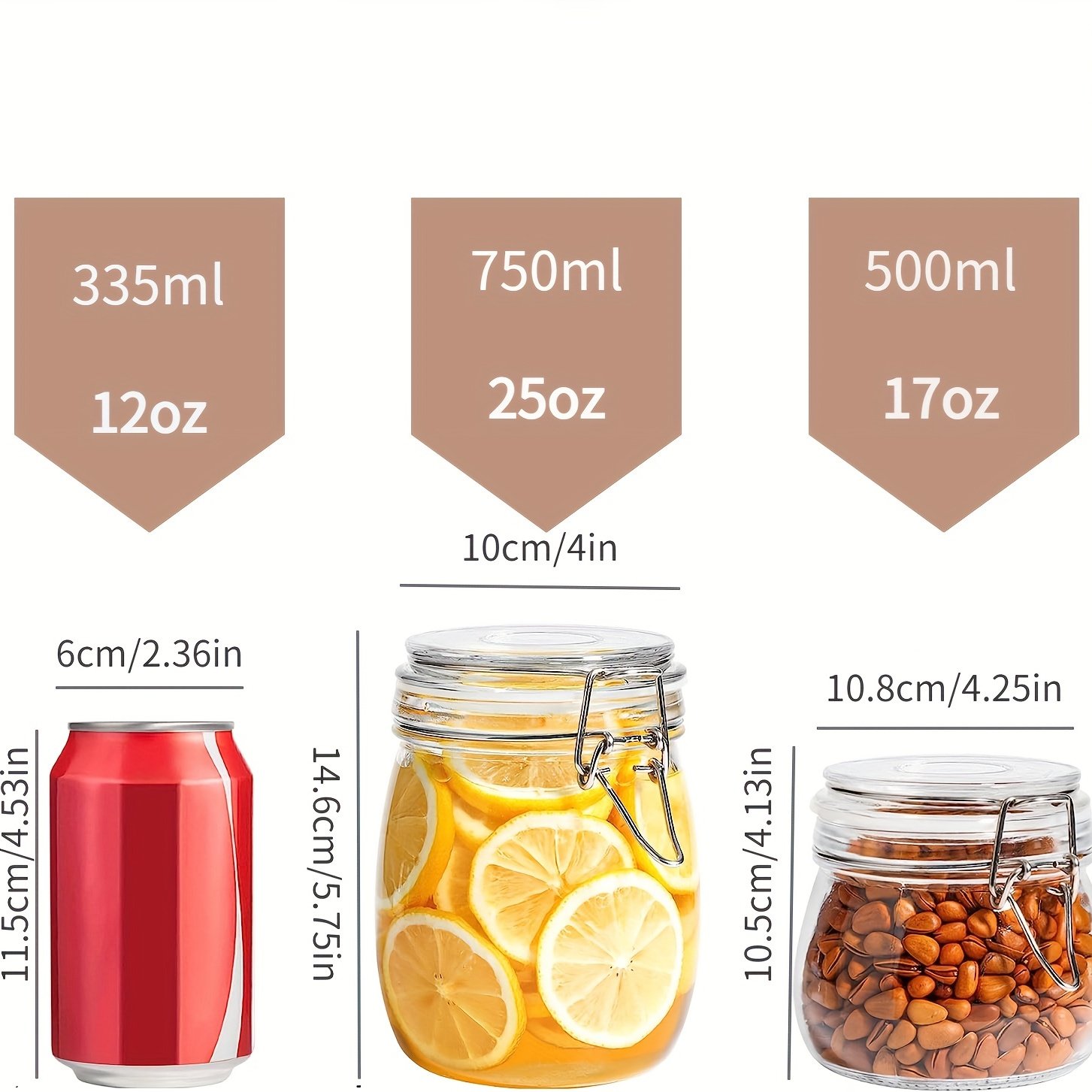 YOLOME HOME 2-Piece Set 25oz Snap Seal Glass Jars Pickle Lidded Food Storage Containers Kitchen Canning Storage Bottles Cereal