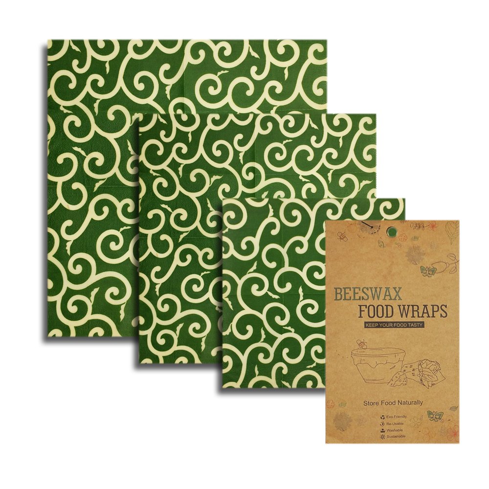 Beeswax Wrap Reusable Food Wrap for Food Storage Sustainable Organic and Eco Friendly Sandwich Bags 1 Large, 1 Medium, 1 Small