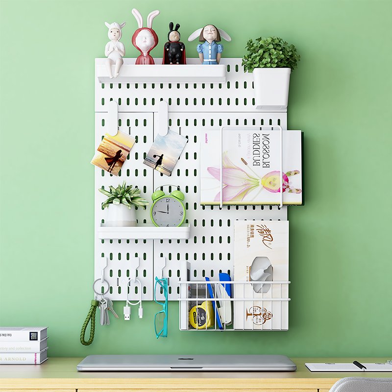 Kitchen Storage Shelves plastic Peg Board Display Storage Shelf Assortment Hanging Pegboard Wall Organizer