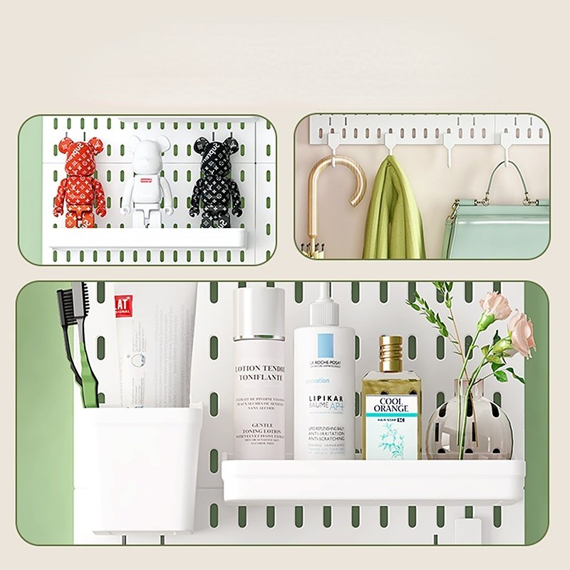 Kitchen Storage Shelves plastic Peg Board Display Storage Shelf Assortment Hanging Pegboard Wall Organizer