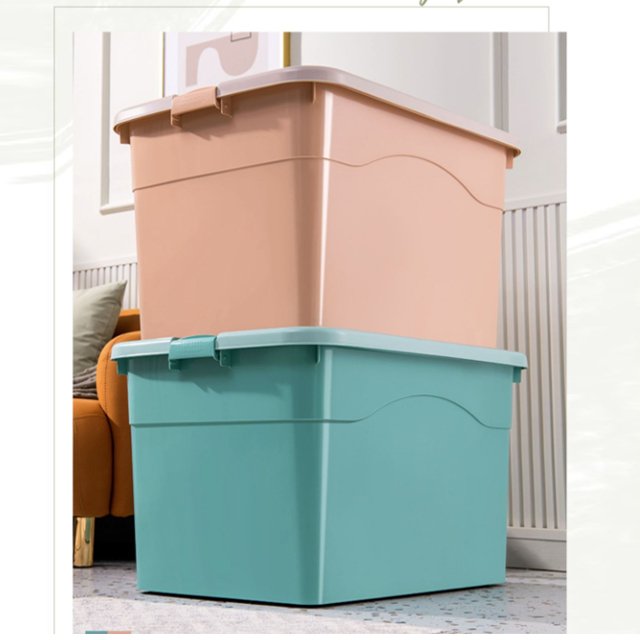 JILEN- Supersize color clothing storage box that can be stacked plastic household turnover box Covered storage box
