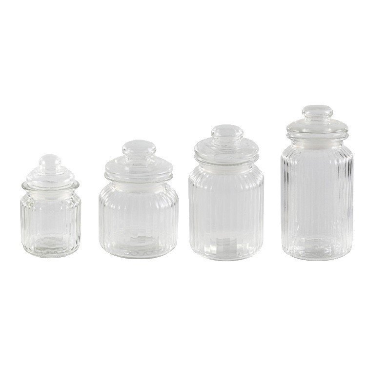 Various Sizes Glass Storage Jar With Lids Custom Kitchen Glass Food Storage Container Mason Spice Jar Cookie Candy Jars