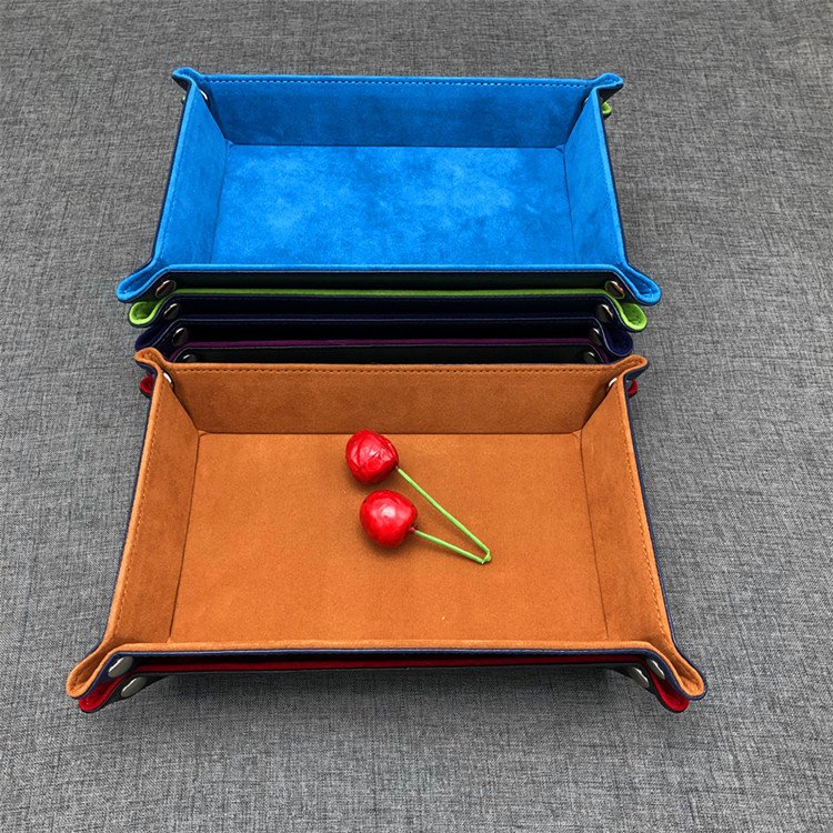 Creative Sundries Valet Storage Tray Dice Jewelry Display Foldable Glasses Pu Leather Tray