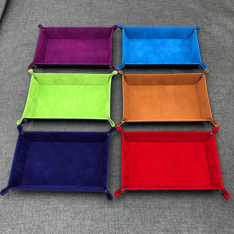 Creative Sundries Valet Storage Tray Dice Jewelry Display Foldable Glasses Pu Leather Tray