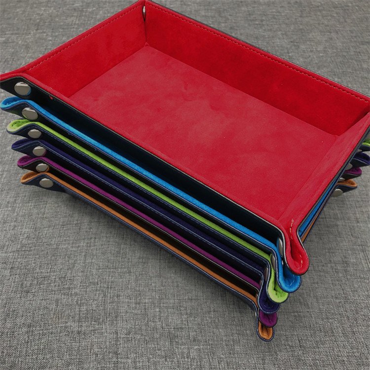 Creative Sundries Valet Storage Tray Dice Jewelry Display Foldable Glasses Pu Leather Tray