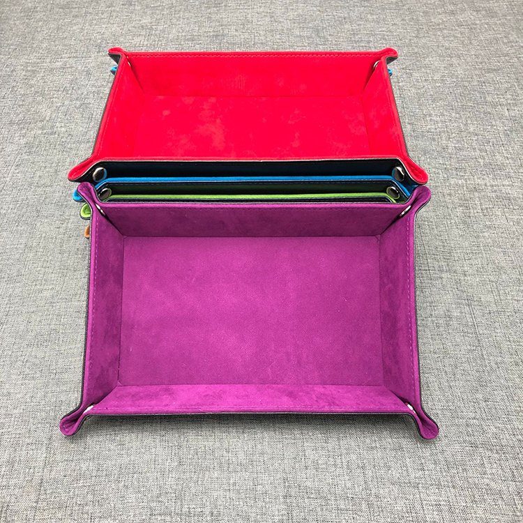 Creative Sundries Valet Storage Tray Dice Jewelry Display Foldable Glasses Pu Leather Tray
