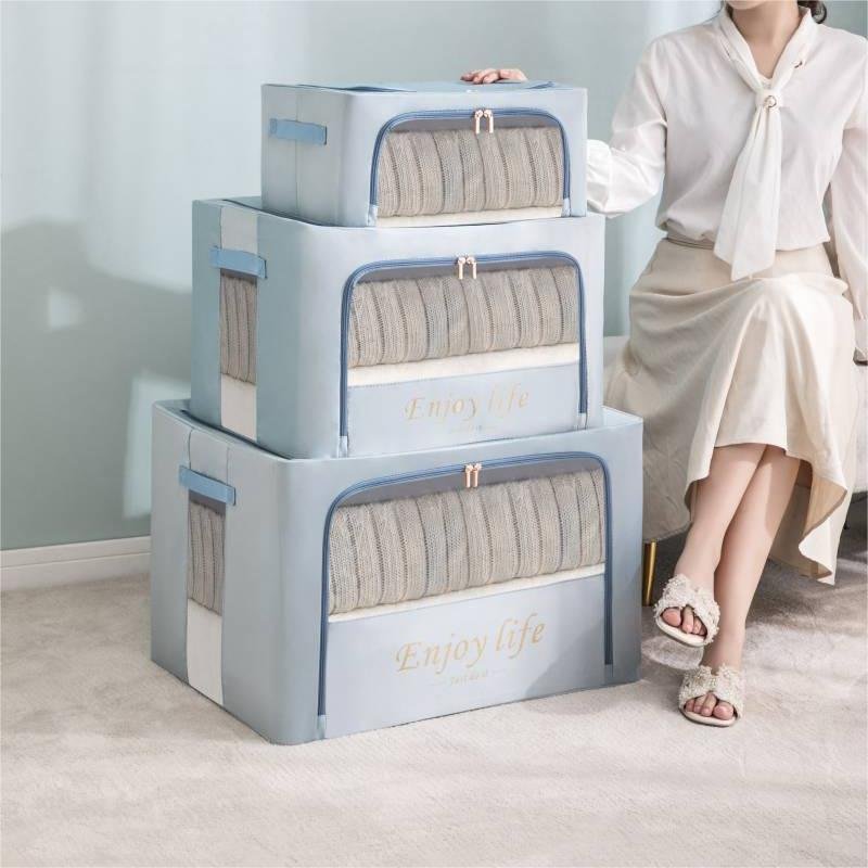 Fully stocked foldable wardrobe foldable clothes storage organizer bag large capacity waterproof fabric steel frame storage