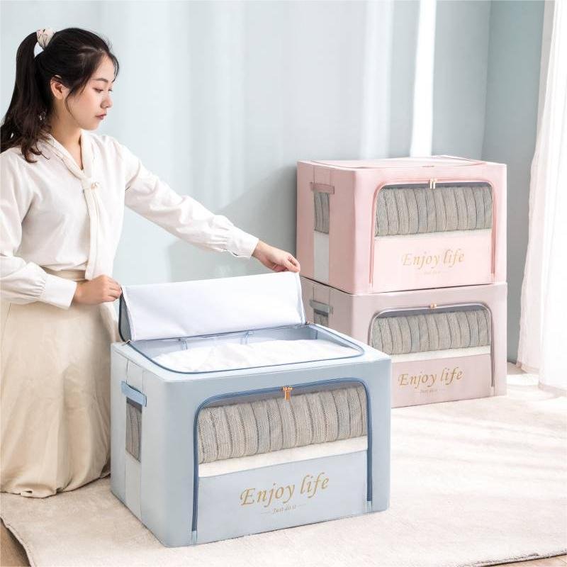 Fully stocked foldable wardrobe foldable clothes storage organizer bag large capacity waterproof fabric steel frame storage